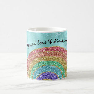 Aqua Glitter Sparkle Gold Rainbow        Koffiemok