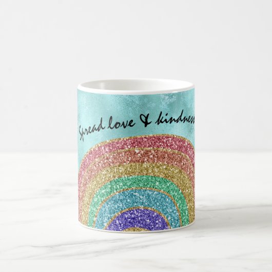 Aqua Glitter Sparkle Gold Rainbow Koffiemok (Center)