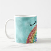Aqua Glitter Sparkle Gold Rainbow Koffiemok (Links)