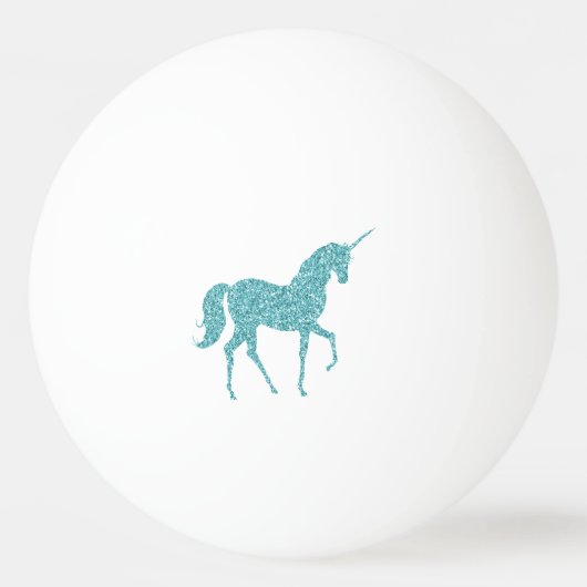 Aqua Glitter Sparkle Unicorn Pingpongbal (Achterkant)