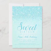 Aqua Glitter, Sweet 16 Uitnodigingen (Voorkant)