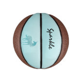 Aqua Glitter Unicorn gepersonaliseerd Basketbal (Verticaal)