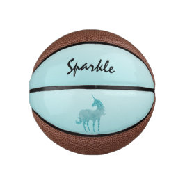 Aqua Glitter Unicorn gepersonaliseerd Basketbal