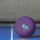 Aqua Glitter Unicorn gepersonaliseerd Pingpongbal (Net)