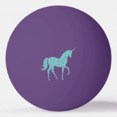 Aqua Glitter Unicorn gepersonaliseerd Pingpongbal (Achterkant)