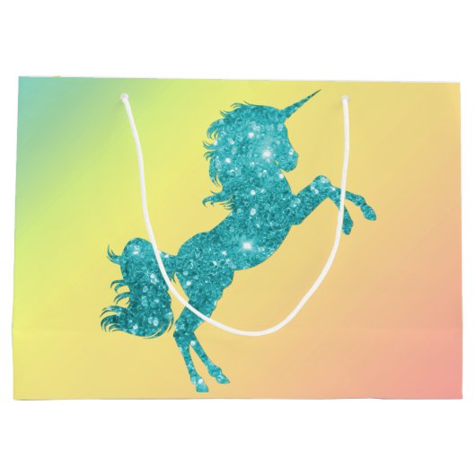 Aqua Glitter Unicorn Groot Cadeauzakje (Achterkant)