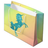 Aqua Glitter Unicorn Groot Cadeauzakje (Voorkant Gekanteld)