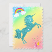 Aqua Glitter Unicorns Birthday Kaart (Achterkant)