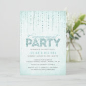 Aqua Glitter Watch Engagement Party Kaart (Staand voorkant)
