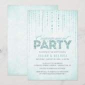 Aqua Glitter Watch Engagement Party Kaart (Voorkant / Achterkant)