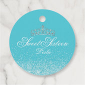 Aqua glitter, zoet 16 bedankjes labels (Achterkant)