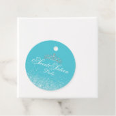 Aqua glitter, zoet 16 bedankjes labels (In situ)