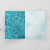 Aqua Glitz Glitter Sparkle Mermaid Name Kaart (Binnen)