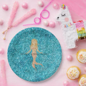 Aqua Glitz Glitter Sparkle Zeemeermin Papieren Bordje (Feest)