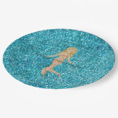 Aqua Glitz Glitter Sparkle Zeemeermin Papieren Bordje (Gekanteld)