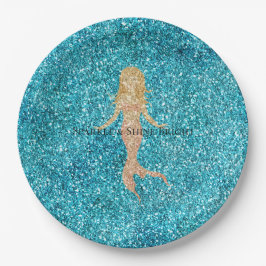Aqua Glitz Glitter Sparkle Zeemeermin Papieren Bordje