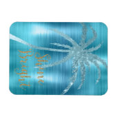 Aqua Glitz Glitter Tropische Palmboom Magneet (Horizontaal)