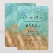 Aqua Glitz Gold Glitter Kaart (Voorkant / Achterkant)