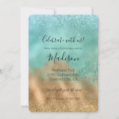 Aqua Glitz Gold Glitter Kaart (Voorkant)