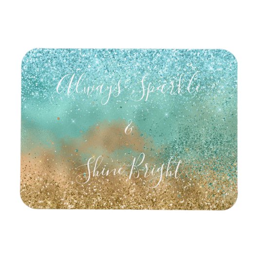 Aqua Glitz Gold Glitter Magneet (Horizontaal)