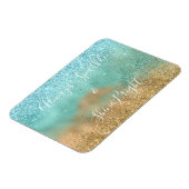 Aqua Glitz Gold Glitter Magneet (Linkerzijde)