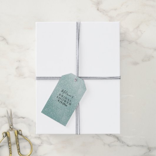 Aqua Glitz Ombre-Vrijgezellenfeest Cadeaulabel (Met Touw)