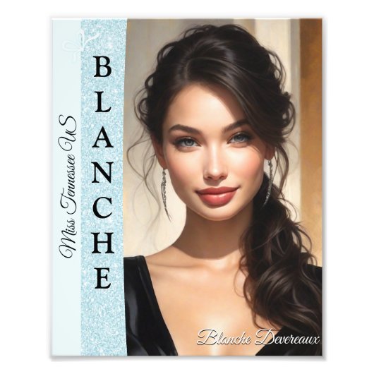 Aqua Glitz Pageant Modeling Headshot Foto Afdruk (Voorkant)