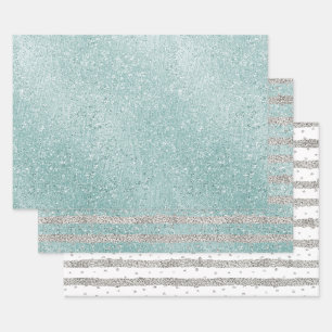 Aqua Glitzy Ombre Inpakpapier Vel