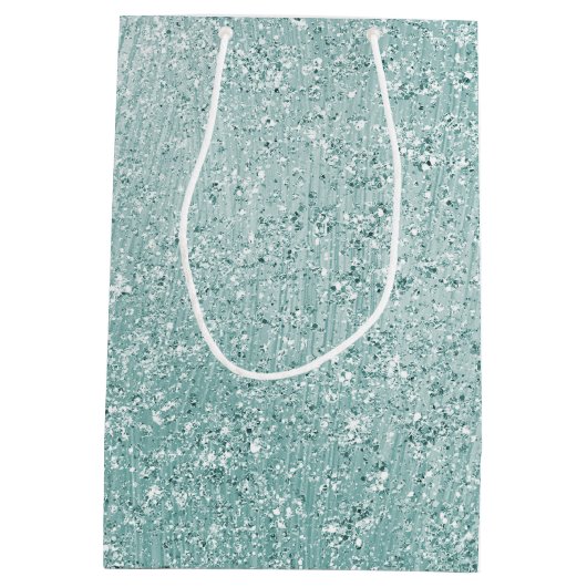 Aqua Glitzy Ombre Medium Cadeauzakje (Achterkant)