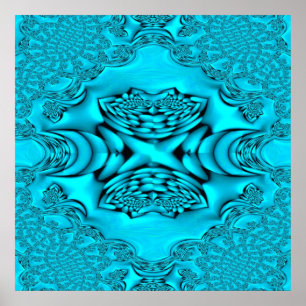 Aqua Glow Fractal Roos Print