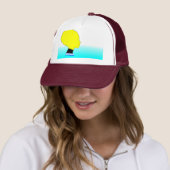 Aqua Glow Profile – Pop Art Trucker Cap (In situ)