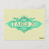 Aqua Glow Vintage Wedding Reception Tabelnummers Briefkaart (Achterkant)