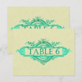 Aqua Glow Vintage Wedding Reception Tabelnummers Briefkaart (Voorkant / Achterkant)