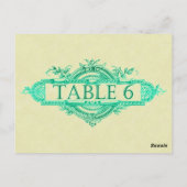Aqua Glow Vintage Wedding Reception Tabelnummers Briefkaart (Achterkant)