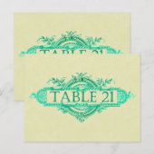 Aqua Glow Vintage Wedding Reception Tabelnummers Briefkaart (Voorkant / Achterkant)