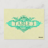 Aqua Glow Vintage Wedding Reception Tabelnummers Briefkaart (Achterkant)