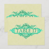 Aqua Glow Vintage Wedding Reception Tabelnummers Briefkaart (Voorkant / Achterkant)