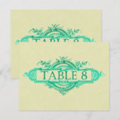 Aqua Glow Vintage Wedding Reception Tabelnummers Briefkaart (Voorkant / Achterkant)