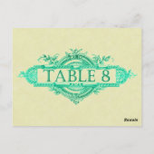Aqua Glow Vintage Wedding Reception Tabelnummers Briefkaart (Achterkant)