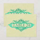 Aqua Glow Vintage Wedding Reception Tabelnummers Briefkaart (Voorkant / Achterkant)