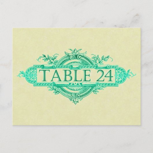 Aqua Glow Vintage Wedding Reception Tabelnummers Briefkaart (Voorkant)