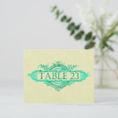 Aqua Glow Vintage Wedding Reception Tabelnummers Briefkaart (Staand voorkant)