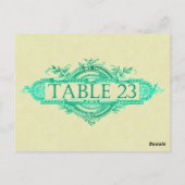 Aqua Glow Vintage Wedding Reception Tabelnummers Briefkaart (Achterkant)