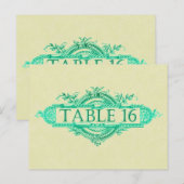 Aqua Glow Vintage Wedding Reception Tabelnummers Briefkaart (Voorkant / Achterkant)