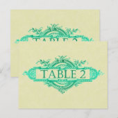 Aqua Glow Vintage Wedding Reception Tabelnummers Briefkaart (Voorkant / Achterkant)