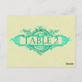 Aqua Glow Vintage Wedding Reception Tabelnummers Briefkaart (Achterkant)