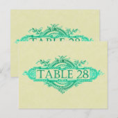 Aqua Glow Vintage Wedding Reception Tabelnummers Briefkaart (Voorkant / Achterkant)