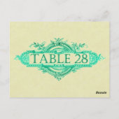 Aqua Glow Vintage Wedding Reception Tabelnummers Briefkaart (Achterkant)