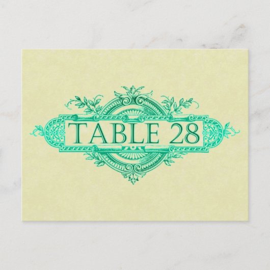 Aqua Glow Vintage Wedding Reception Tabelnummers Briefkaart (Voorkant)