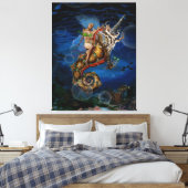 Aqua Godin op Pegasus Eenhoorn Zeepaardje Canvas Afdruk (Insitu (Slaapkamer))